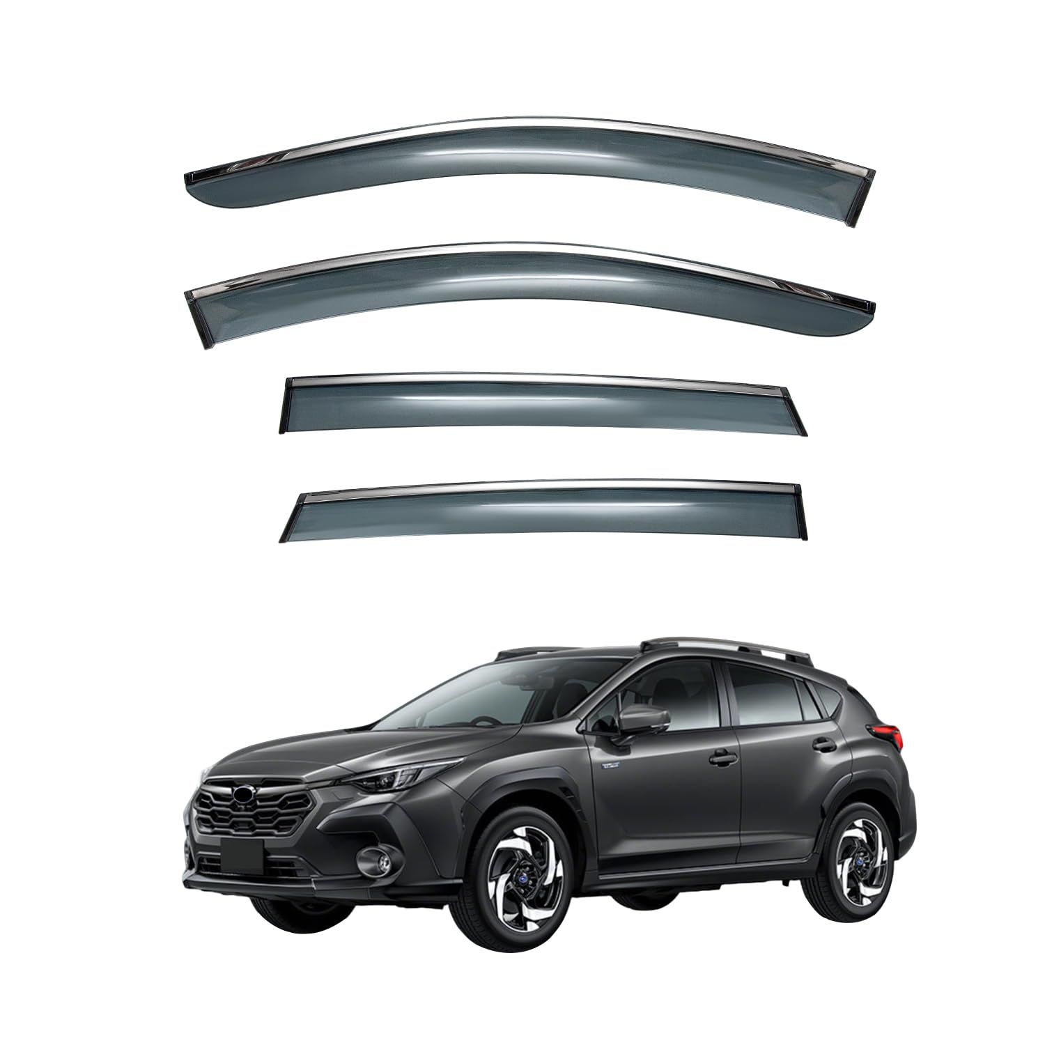 新品 MEKOMEKO 適合 スバル クロストレック crosstrek GU系 専用 ドアバイザー サイドバイザー ウインドウ バイザー 車用 雨避け 雨よけ 日避け 日よけ 換気 ディフェンダー 車種専用設計 外装 カスタムパーツ ブラックスモーク アクセ
