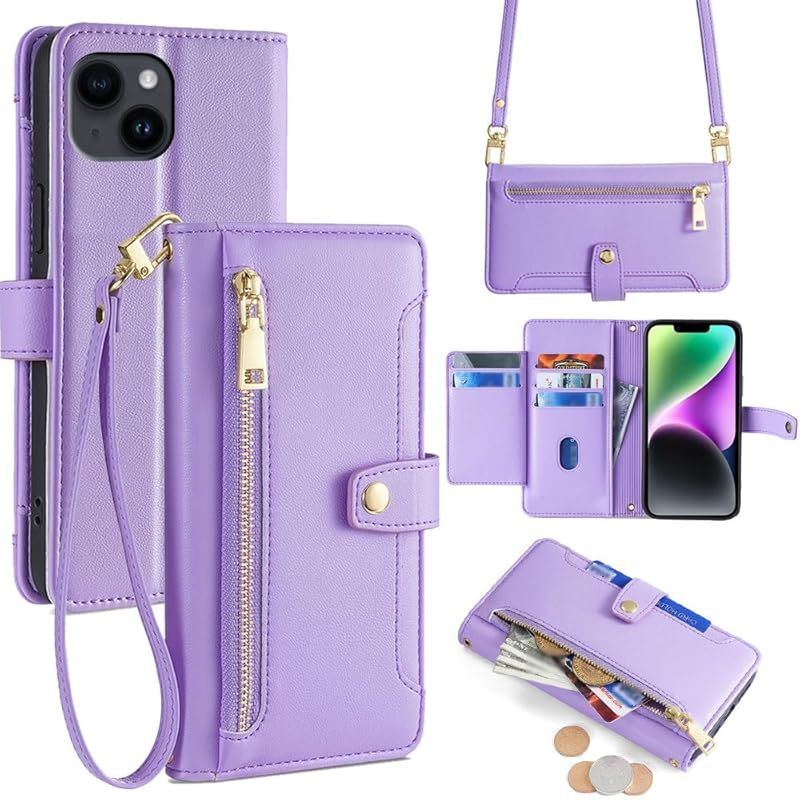 【新品】 Cacheluna 手帳型ケース ショルダーケース iphone 手帳型 ショルダーケース レザー for iPhone 14 斜め掛けと手持ちー スマートフォンケース 財布型 対応 アイフォン 肌触り良い 便利