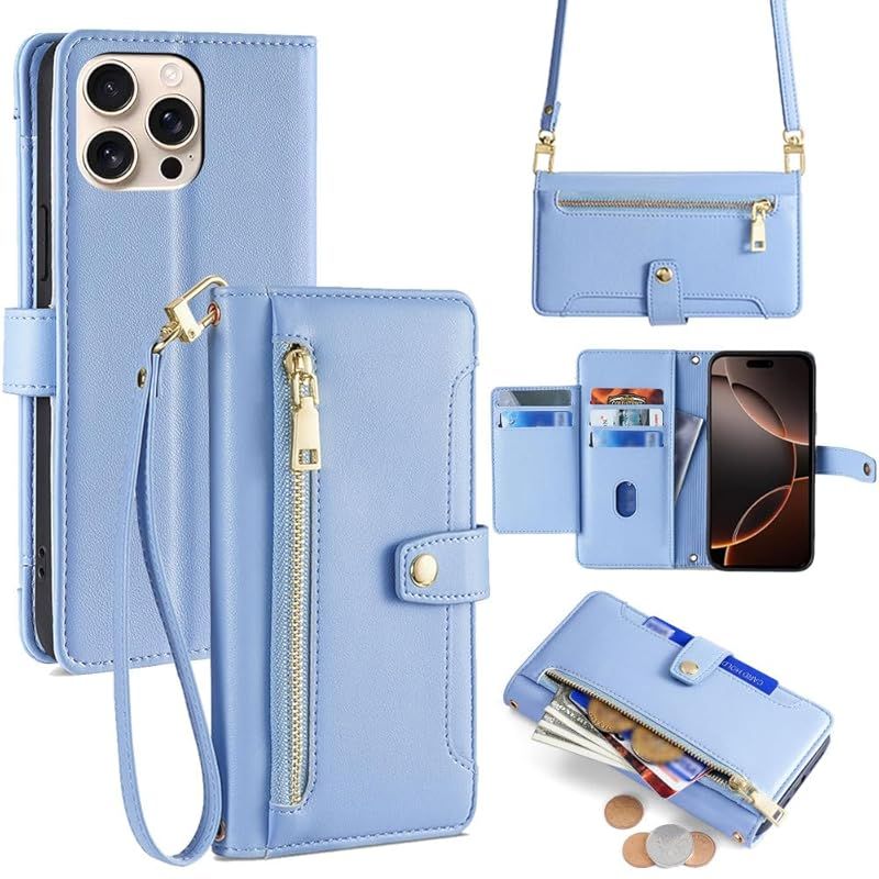【新品】 Cacheluna 手帳型ケース ショルダーケース iphone 手帳型 ショルダーケース レザー for iPhone 16 Pro Max 斜め掛けと手持ちー スマートフォンケース 財布型 対応 アイフォン 肌触り良い 便利