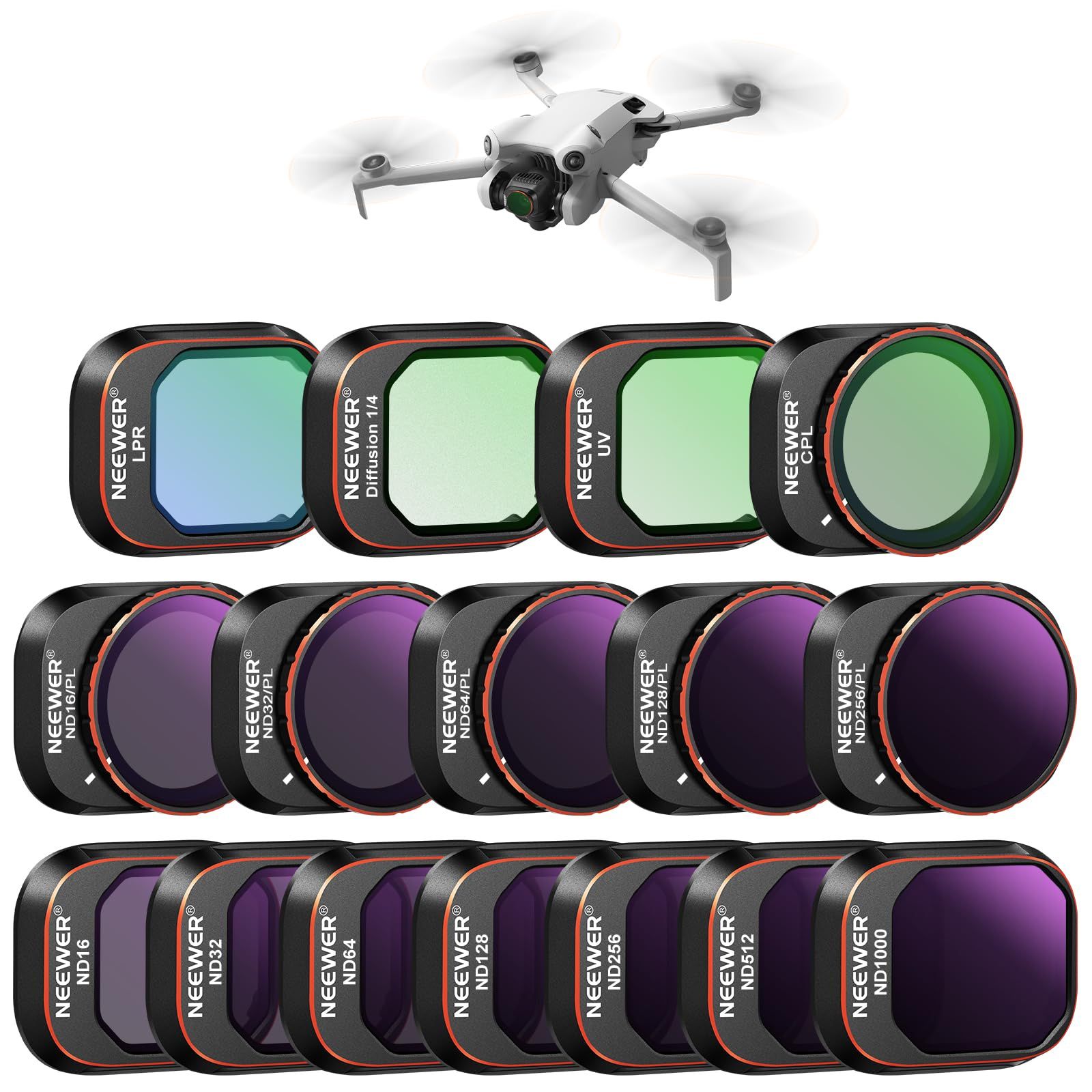 新品 NEEWER ND & CPL & エフェクトフィルターセット コンパチブル DJI Mini 4 Pro 16枚 HD ND16 ND32 ND64 ND128 ND256 ND512 ND1000 ND16/PL ND32/PL ND64/PL ND