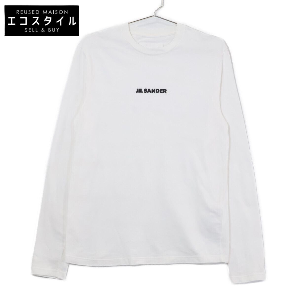 JIL SANDER+　ジルサンダープラス　J40GC0117 ホワイト×ブラック コットン ロゴプリント ロングスリーブカットソー　XS
