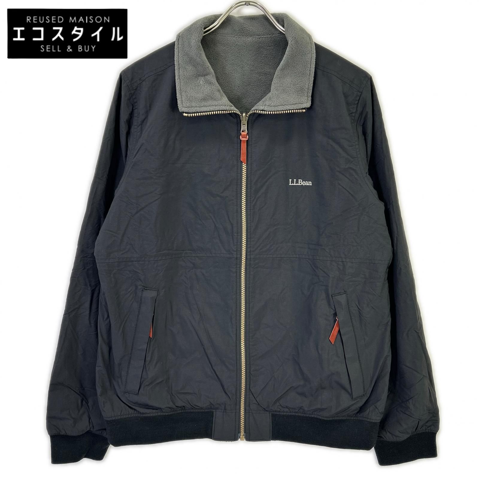 LLBean　エルエルビーン　524511 ブラック ナイロン リバーシブルウォームアップジャケット　M