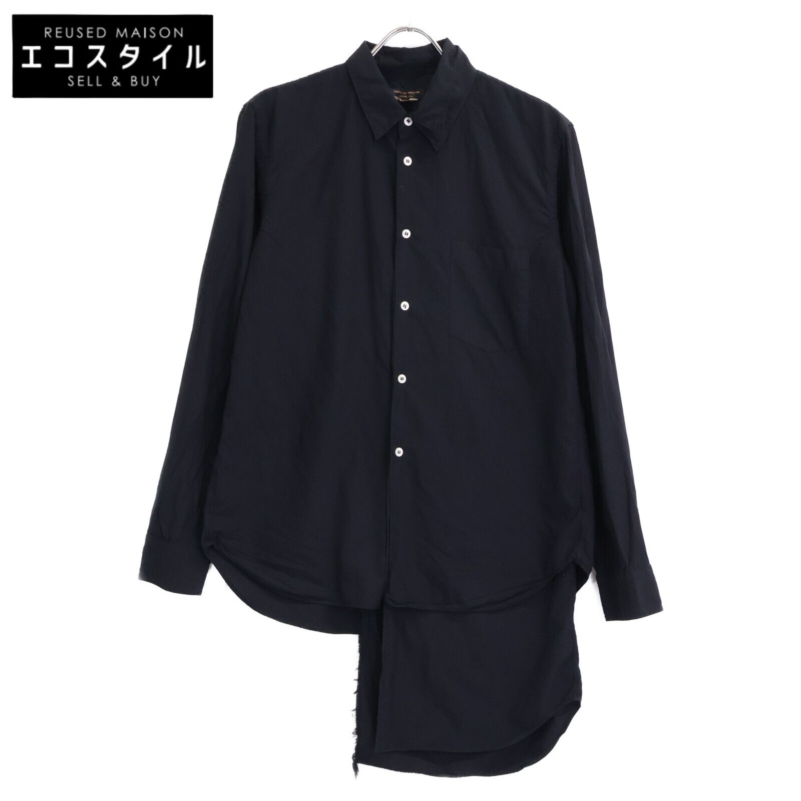 COMMEdesGARCONS HOMME PLUS コムデギャルソンオムプリュス PD-B018 ブラック レイヤード アシンメトリー 再構築シャツ S