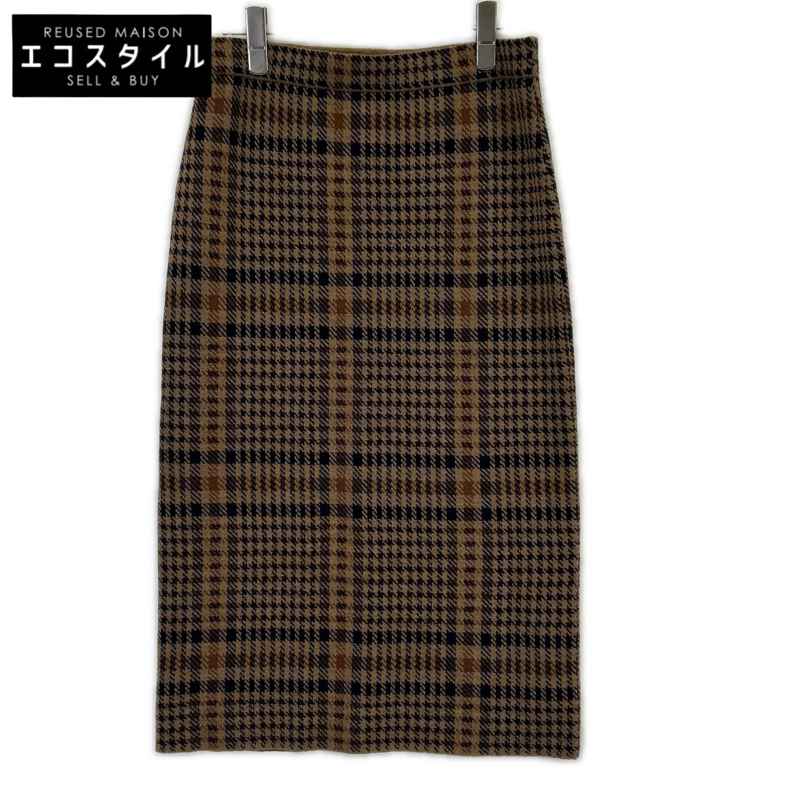 DRIES VAN NOTEN ドリスヴァンノッテン ブラウン チェック ニットスカート