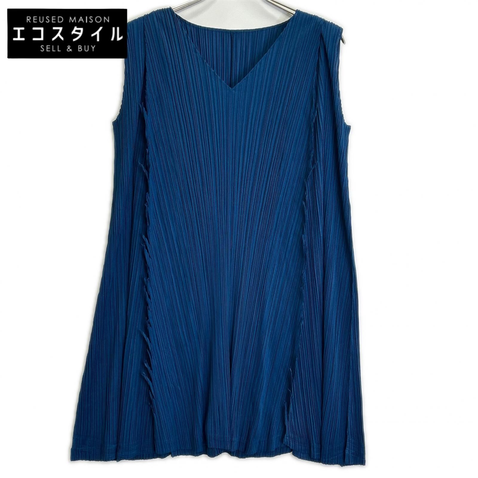 PLEATS PLEASEプリーツプリーズ ロイヤルブルー プリーツノースリーブ