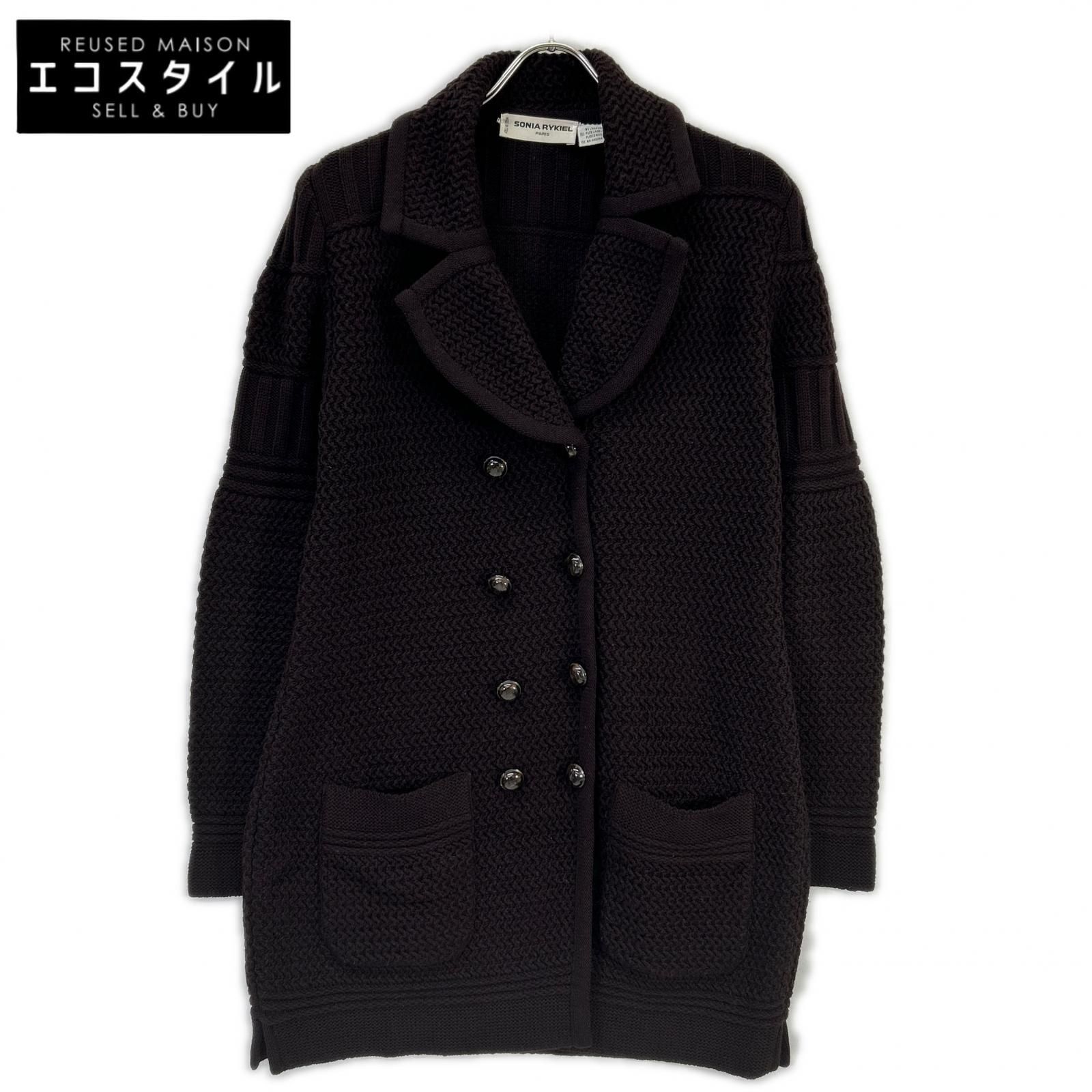 SONIA RYKIEL　ソニアリキエル　ブラウン ラナ アンゴラウール ローゲージニットジャケット コート　40