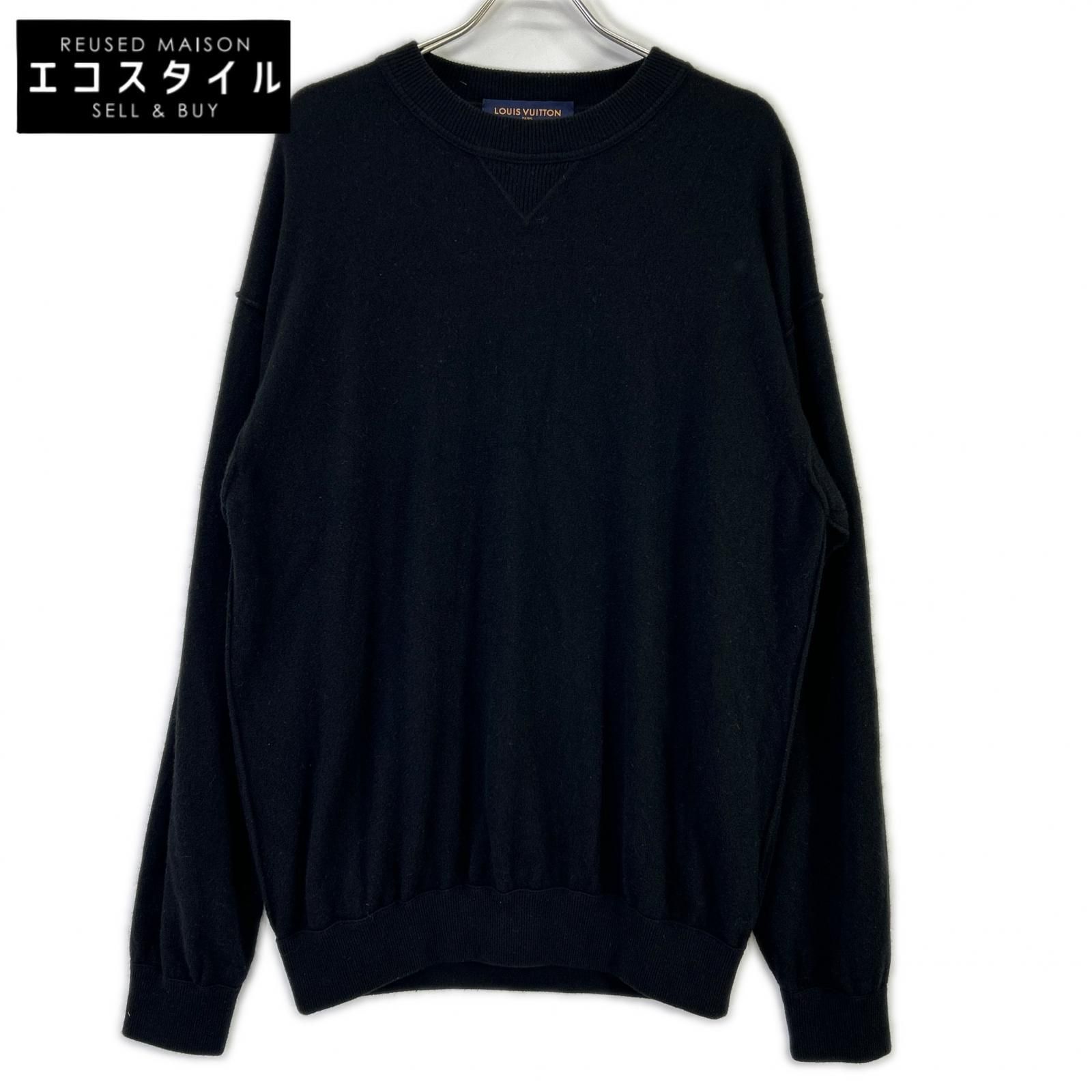 LOUIS VUITTON　ルイヴィトン　RM201Q JZE HHN42W 20SS ブラック カシミヤシルク インサイドアウトVガゼットクルーネックニット　XXL