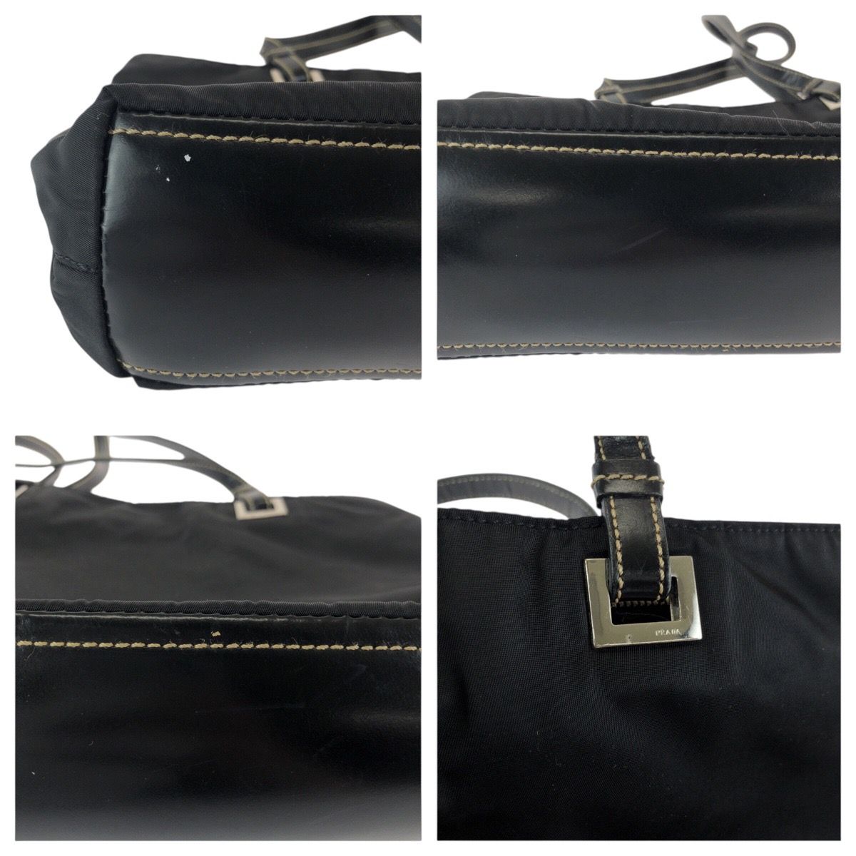 PRADA プラダ テスート 三角ロゴプレート ブラック 黒 シルバー金具