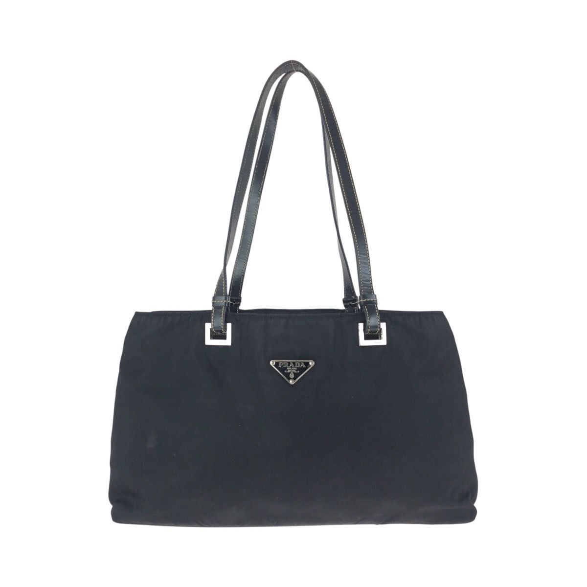 PRADA プラダ テスート 三角ロゴプレート ブラック 黒 シルバー金具