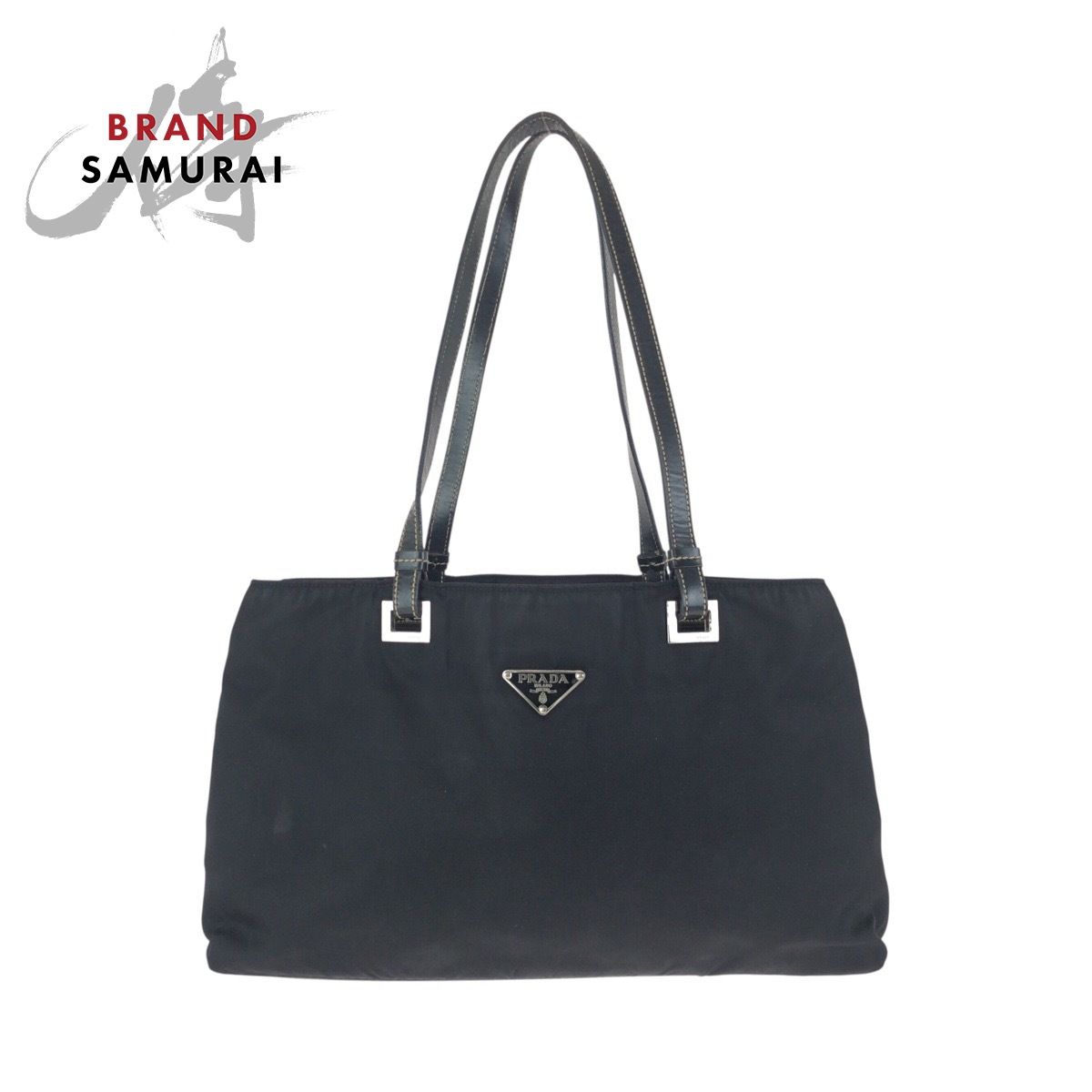 PRADA プラダ テスート 三角ロゴプレート ブラック 黒 シルバー金具