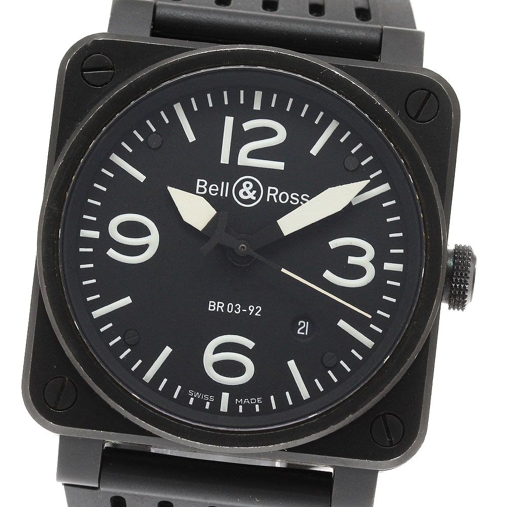 ベル＆ロス Bell＆Ross BR03-92-S アヴィエーション ミリタリー デイト 自動巻き メンズ 保証書付き_958029