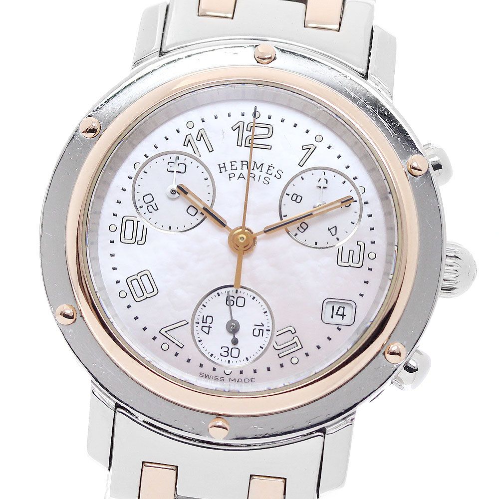 エルメス HERMES CL1.321 クリッパーナクレ クロノグラフ クォーツ レディース _955434