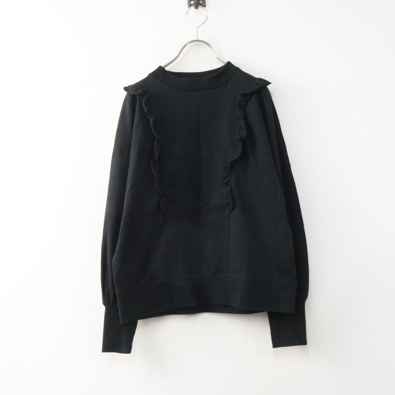 マガリ MAGALI コットン天竺 ショルダーフリル カットソー ブラック┃黒 日本製 トップス プルオーバー ブラウス【2400014971323】