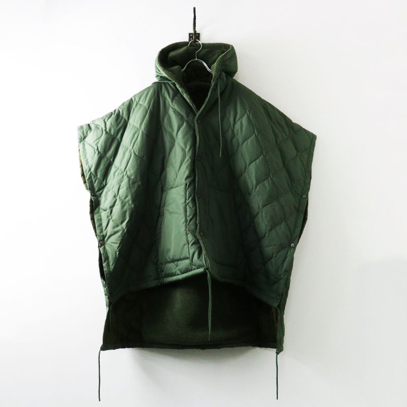 極美品 タイオン TAION MILITARY LINE ミリタリー ダウンポンチョ one size＼オリーブ コート ジャケット【2400014951325】