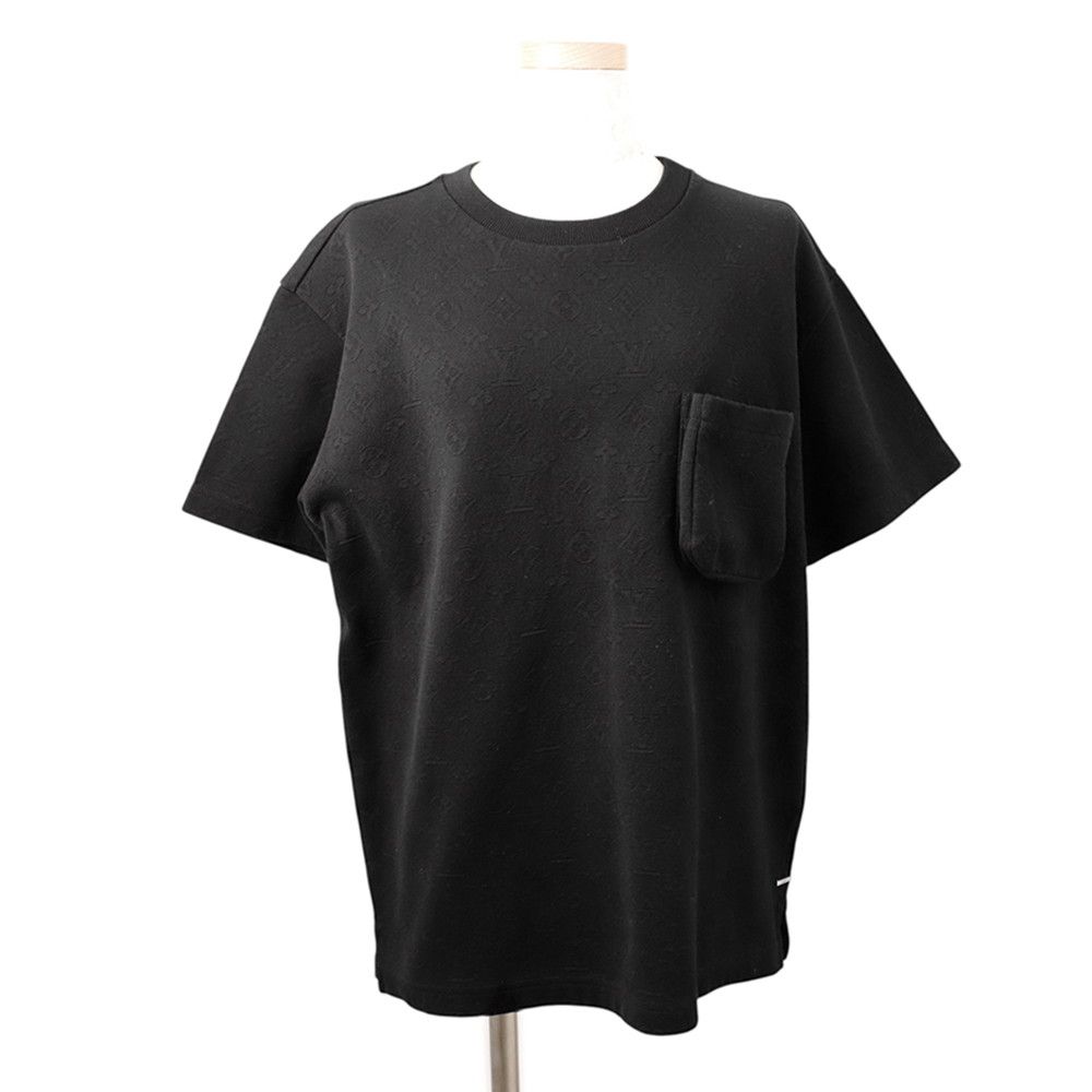 ルイヴィトン Ｔシャツ シグネチャー 3Dポケット モノグラム メンズサイズS LOUIS VUITTON トップス 黒 ブラック