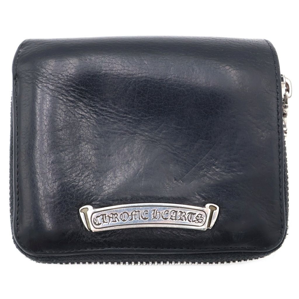 CHROME HEARTS (クロムハーツ) SQ ZIP BILL スクエアジップビル レザーウォレット 財布 ブラック BCA376