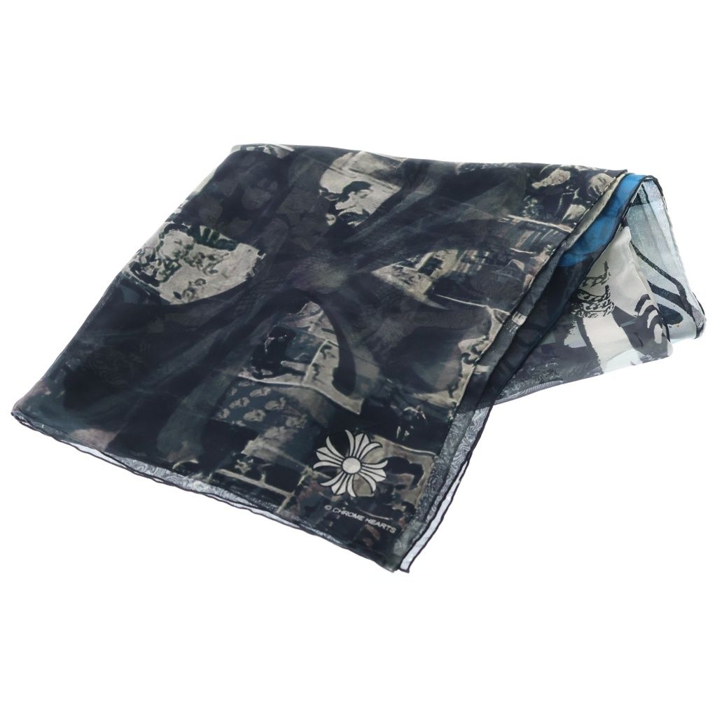 CHROME HEARTS (クロムハーツ) ×Rolling Stones Silk Scarf ローリングストーンズ 総柄シルクスカーフ マルチカラー