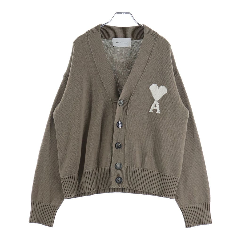 ami paris (アミパリス) Ami de Coeur カーディガン ベージュ×エクリュ ウール×コットン #S UKC380.KN0156