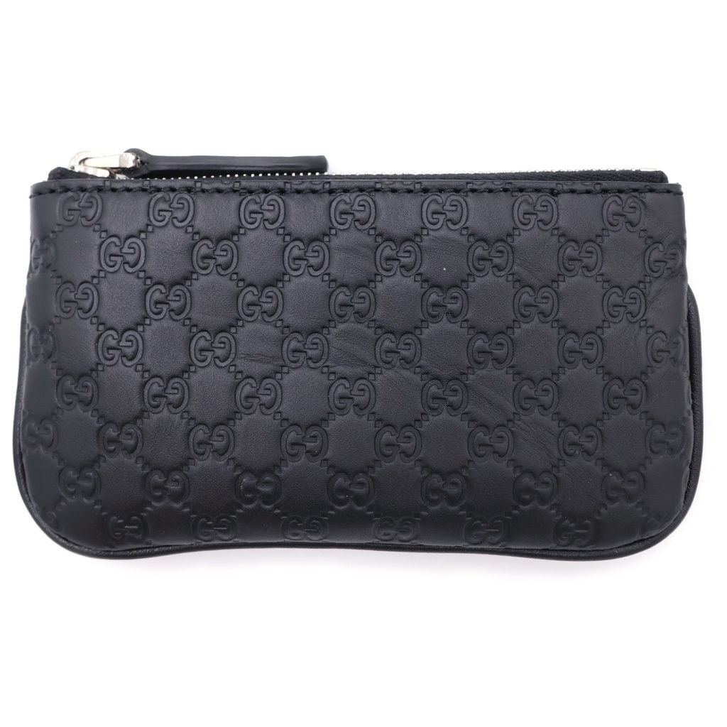 GUCCI (グッチ) マイクログッチシマ コインケース ブラック レザー 544476 シルバー金具