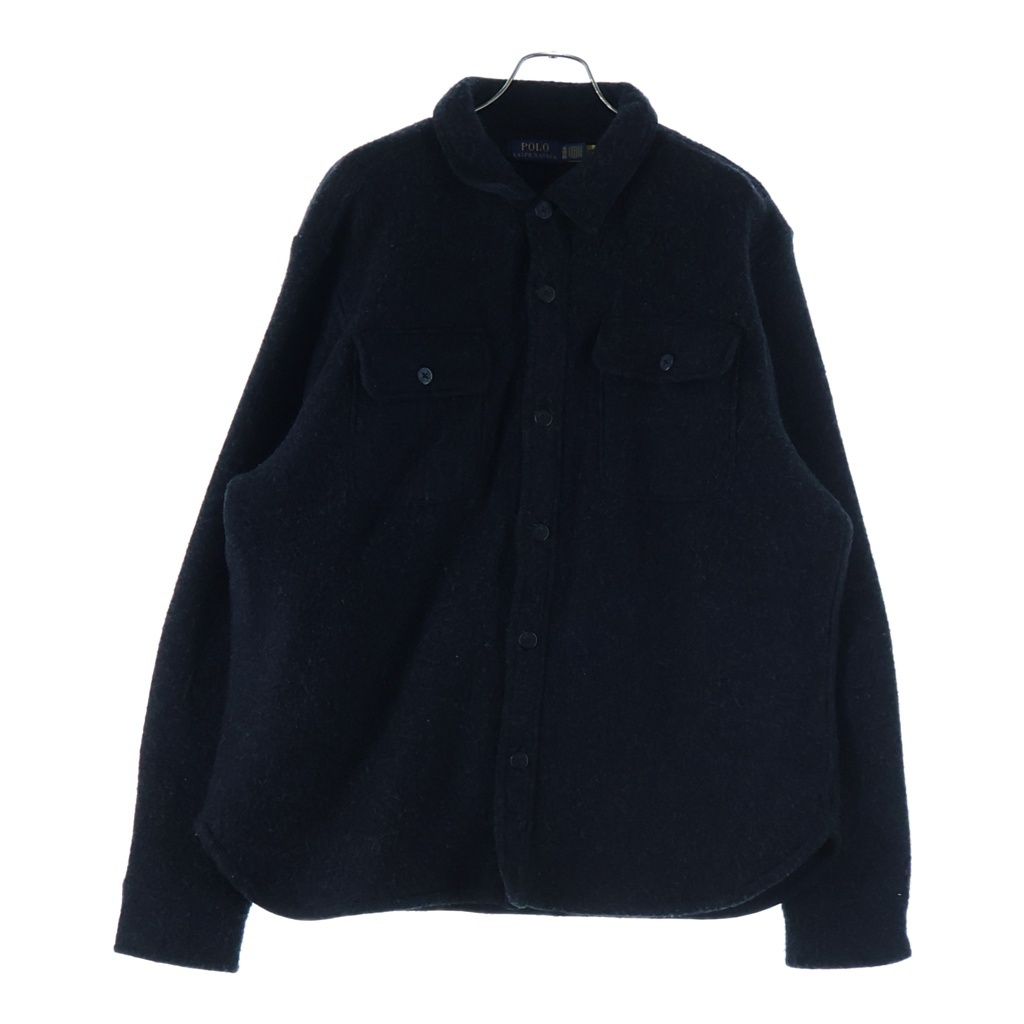 POLO RALPH LAUREN (ポロラルフローレン) WOOL CPO SHIRTS ウール混 ボタンダウン 長袖シャツジャケット ブラック