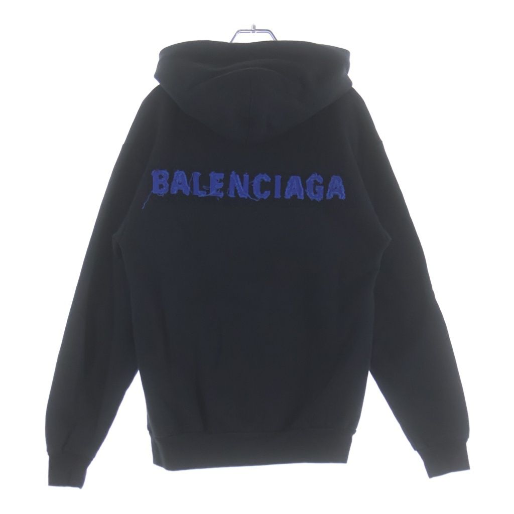 BALENCIAGA (バレンシアガ) パッチワークロゴ スウェットプルオーバーパーカー レディース ブラック 518250 TAV50