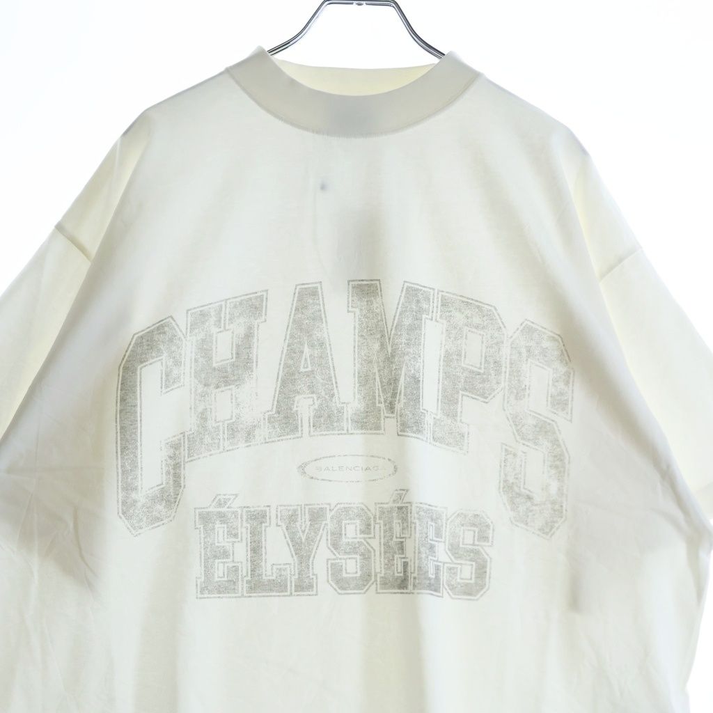 Balenciaga 不規則ロゴプリント 半袖Tシャツ ホワイト BALENCIAGA (バレンシアガ) カレッジロゴプリント モックネック 半袖T