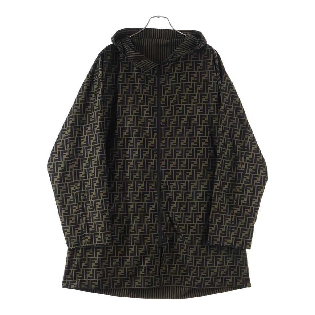 FENDI (フェンディ) ズッカ柄 ジャケット フード付きブルゾン ブラック