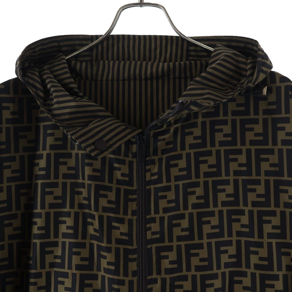 FENDI (フェンディ) ズッカ柄 ジャケット フード付きブルゾン ブラック