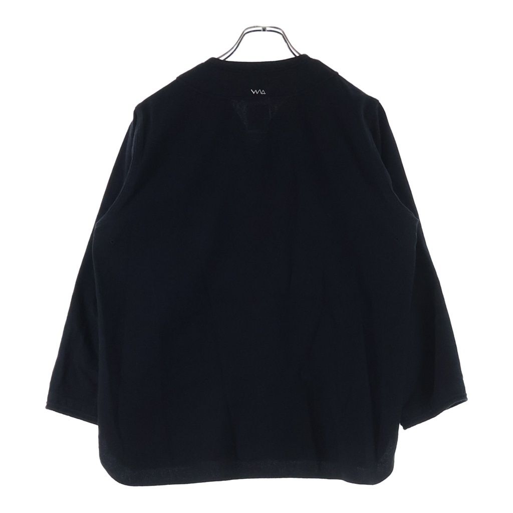 VISVIM ヴィスヴィム 19SS DUGOUT SHIRTL/S リネン シルク コットン 長袖ベースボールシャツ ブラック 0119105011013 VISVIM (ヴィスヴィム) 19SS DUGOUT SHIRTL/S リネン シルク コットン