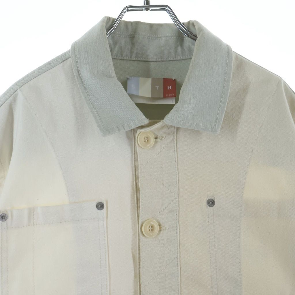 KITH キス 22SS WASHED CANVAS WILLOUGHBY CHORE JACKET SANDRIFT ウォッシュドキャンバス ウィロビー チョアジャケット サンドリフト ホワイト KHM010078 KITH (キス) 22SS WASHED CANVAS WILLOUGHBY CHORE JACKET SANDRIFT