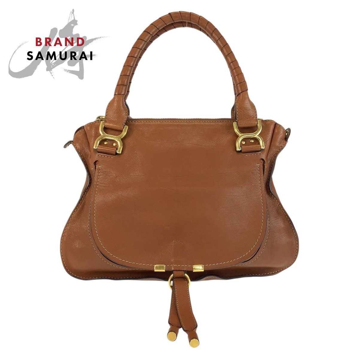 【Chloe 】ゴールドレザー ハンドバッグ Chloe クロエ マーシー ブラウン ゴールド金具 レザー ハンドバッグ