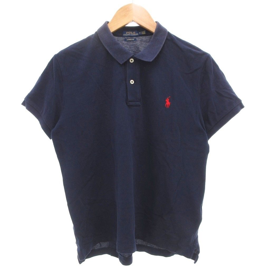 ポロ ラルフローレン POLO RALPH LAUREN ポロシャツ 半袖 鹿の子 ポニー刺繍 M 紺 ネイビー /GV GY1