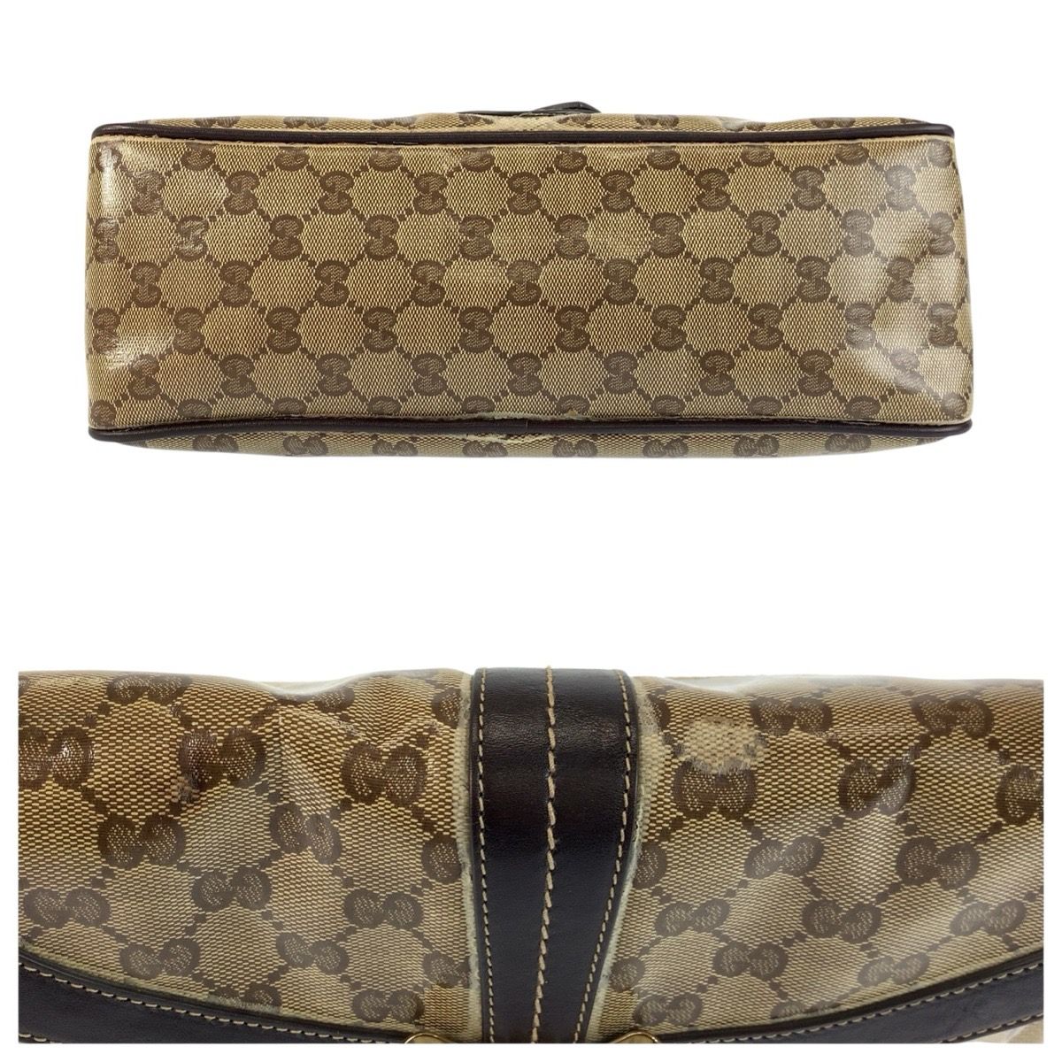 GUCCI グッチ GGクリスタル ベージュ ブラウン ゴールド金具