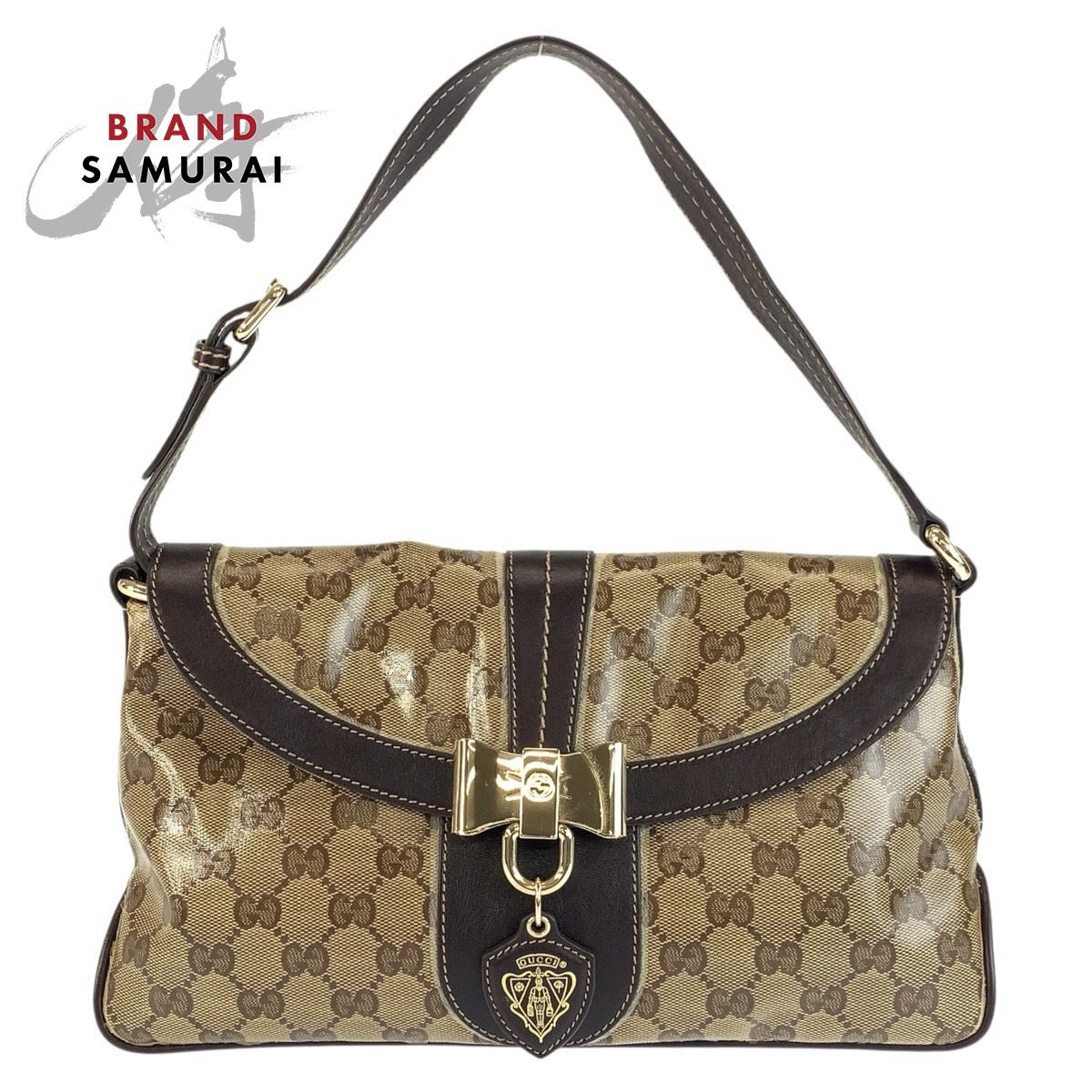 GUCCI グッチ GGクリスタル ベージュ ブラウン ゴールド金具