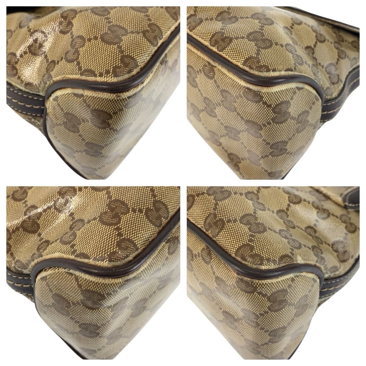 GUCCI グッチ GGクリスタル ベージュ ブラウン ゴールド金具