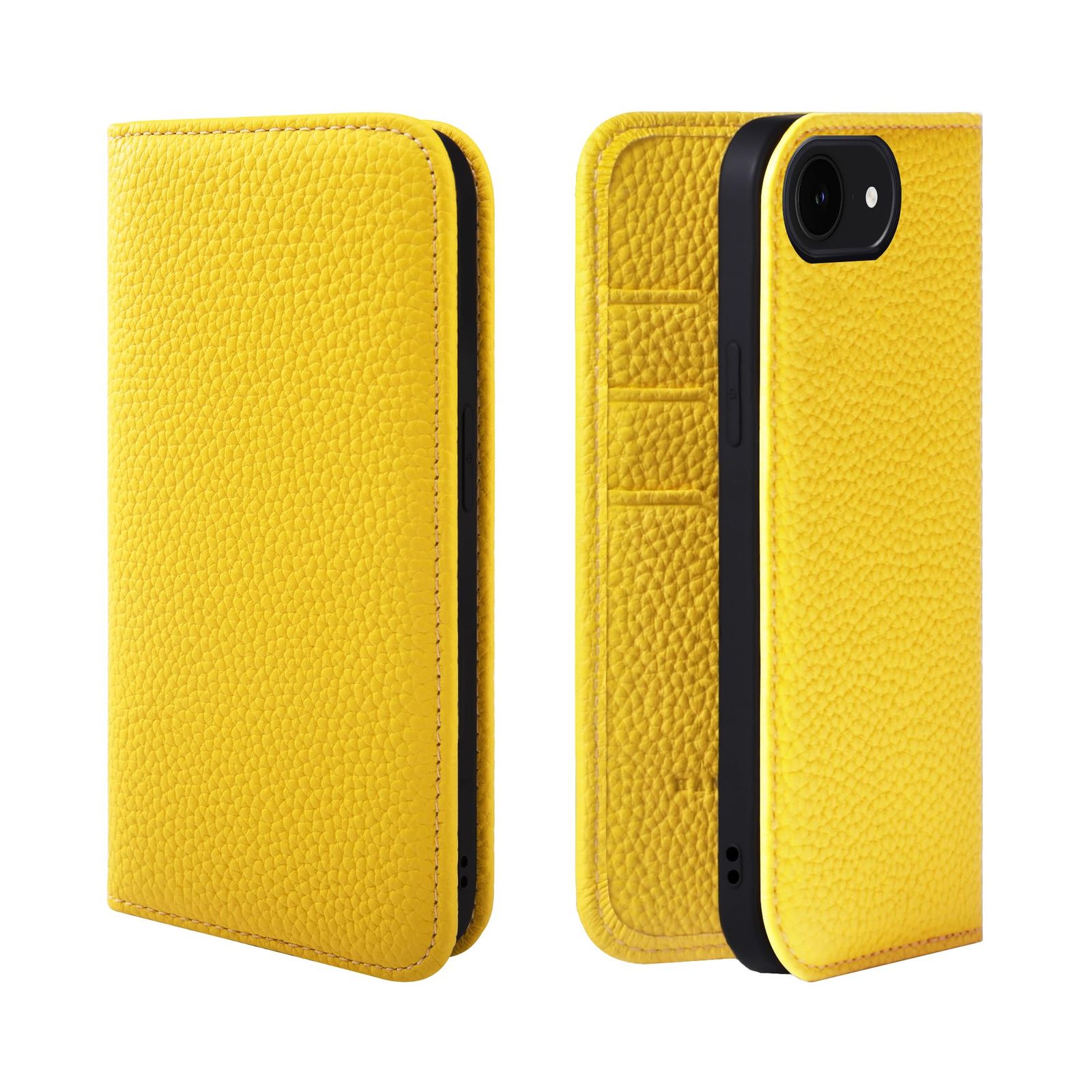 新品 HANATORA for iPhone 17e 16e ケース 手帳型 本革 スマホケース スマホ スタンド コードホルダー 付き シュリンクカーフレザー マグネットなし イエロー PH-16e-Yellow ギフト 誕生日 女性 男性 彼女 お母さん
