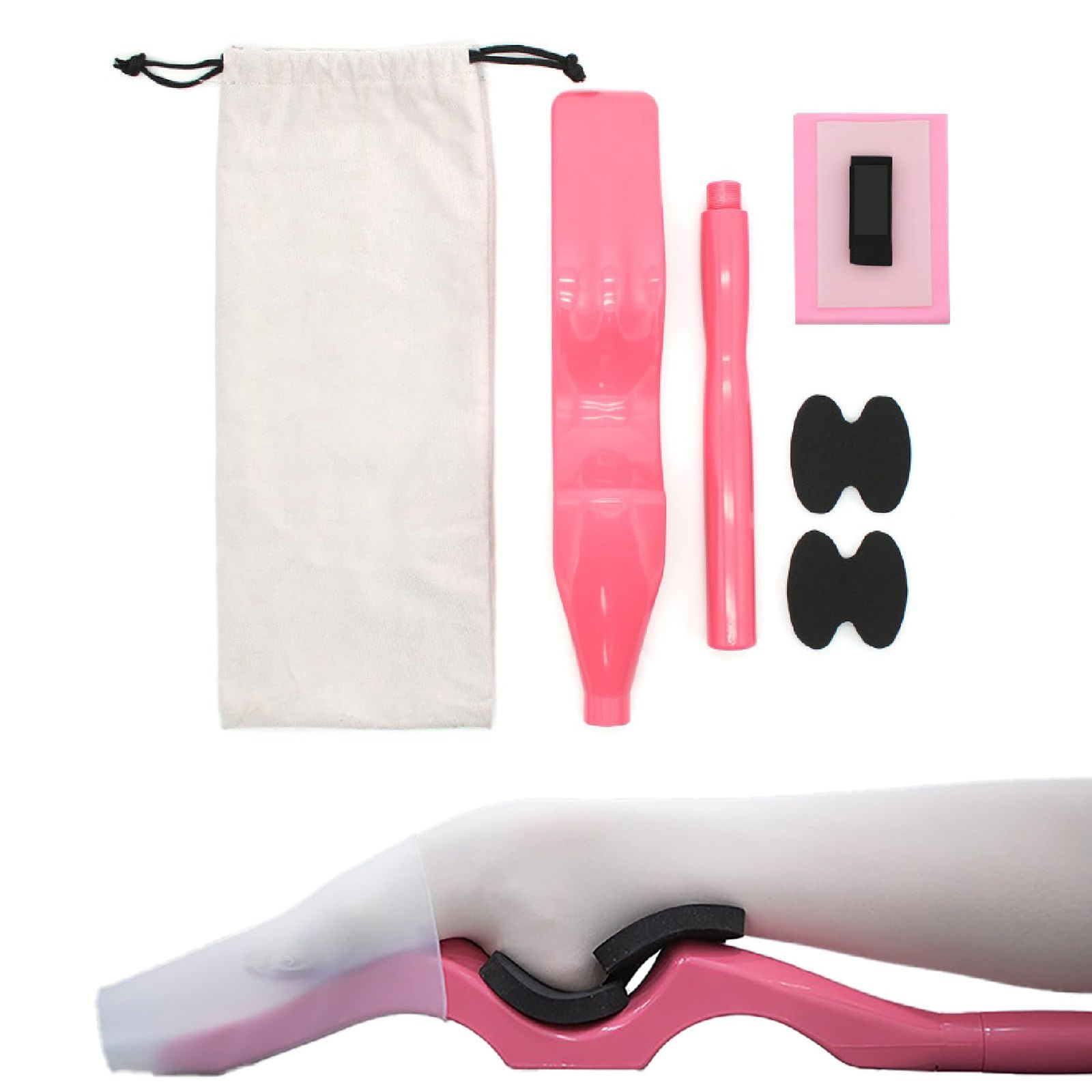 CAWKAY バレエ 甲出し フットストレッチャー スティック ストレッチツール ストレッチセット マッサージ棒 男女兼用 収納バッグ (ピンク) [ピンク]