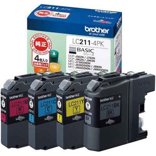 新品 ブラザー 純正インク LC211-4PK 4色パック 2個 9,771円