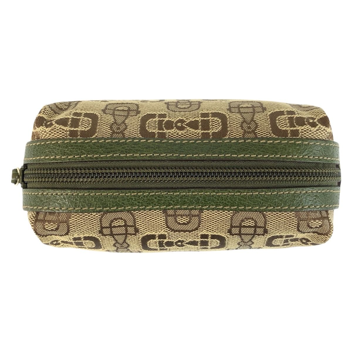 美品 GUCCI グッチ ホースビット ベージュ グリーン キャンバス 29596