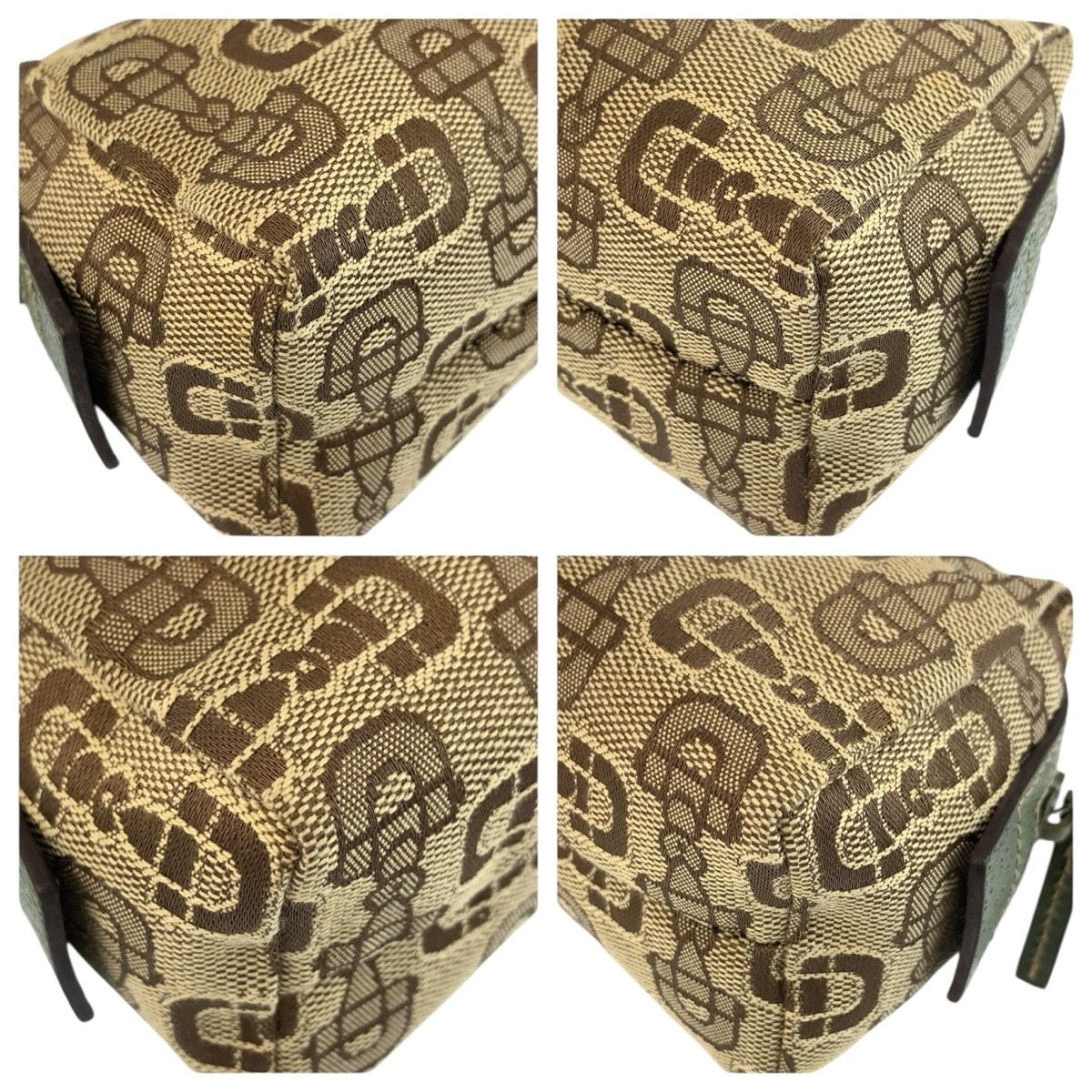 美品 GUCCI グッチ ホースビット ベージュ グリーン キャンバス 29596