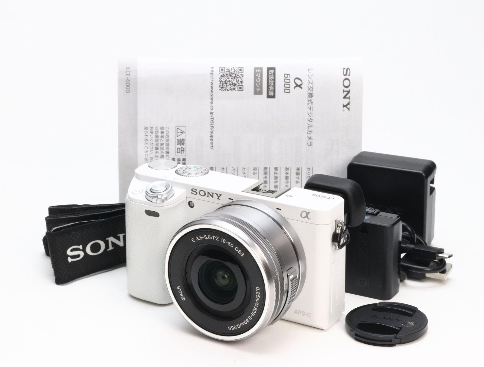 AB+ (良品) SONY ソニー α6000 ホワイト レンズキット E PZ 16-50mm F3