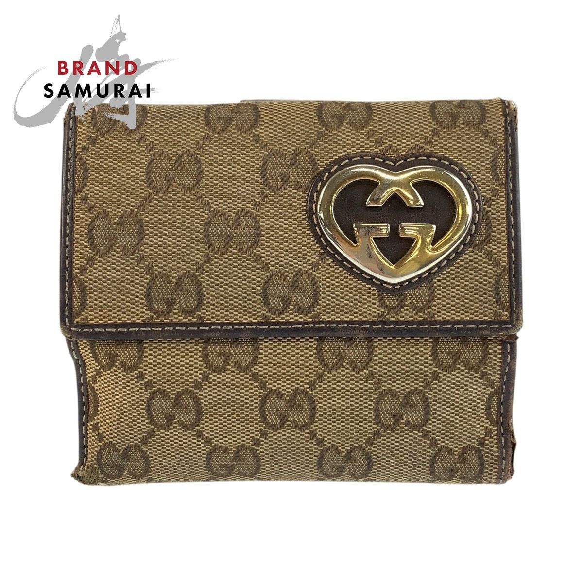 GUCCI グッチ ラブリー ブラウン ベージュ ゴールド金具 GGキャンバス