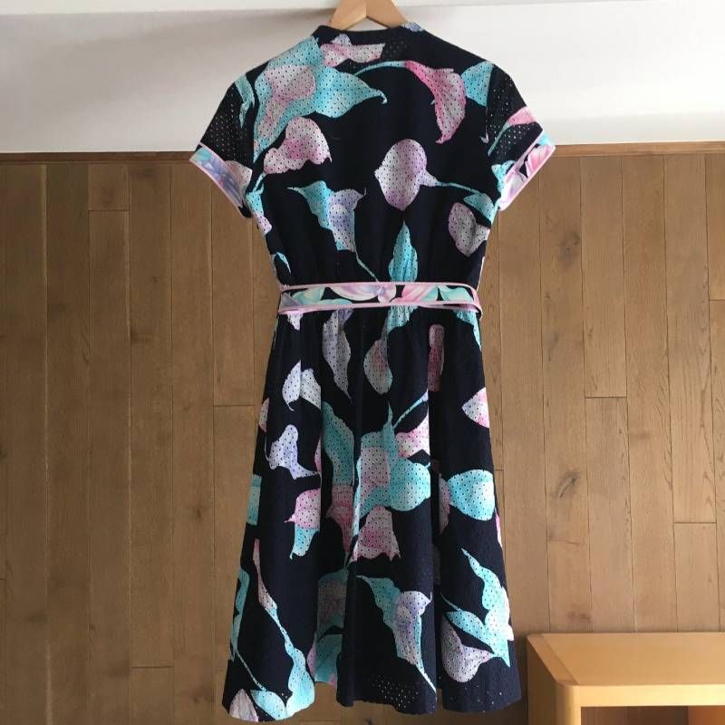 美品 LEONARD レオナール 花柄 フラワー ロング ワンピース38 