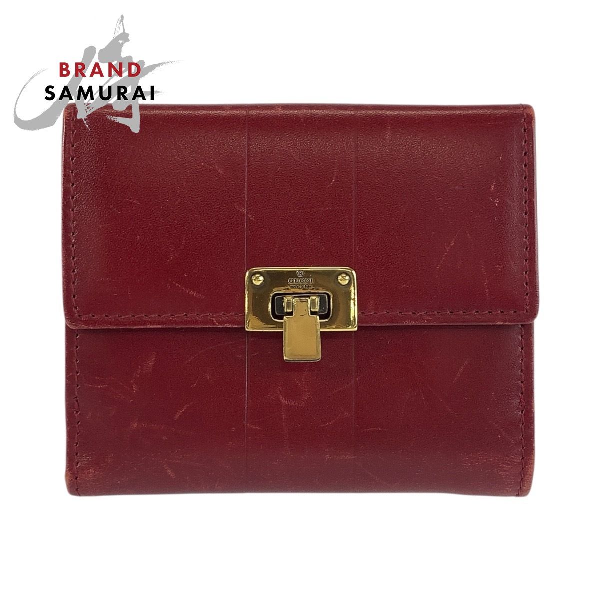 GUCCI グッチ レッド ゴールド金具 レザー 92717 折財布 コンパクト
