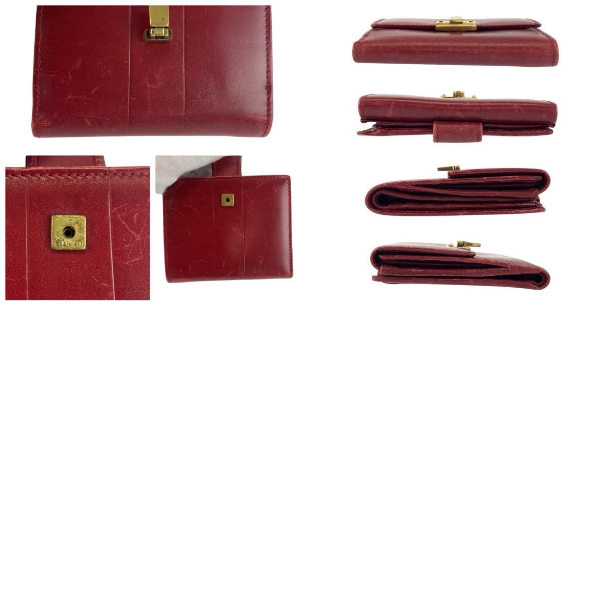 GUCCI グッチ レッド ゴールド金具 レザー 92717 折財布 コンパクト