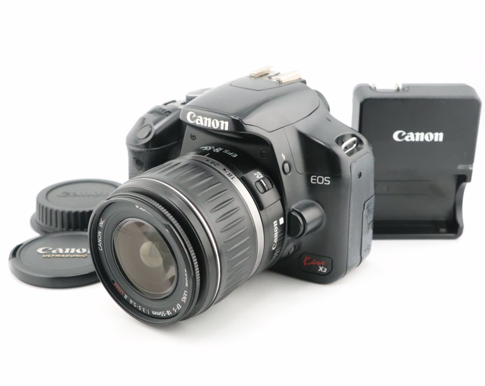 ★良品★﻿ショット数8,156回★キヤノン CANON EOS Kiss X2 + EF-S 18-55mm F3.5-5.6 II USM 充電器付★　W0555＃4960