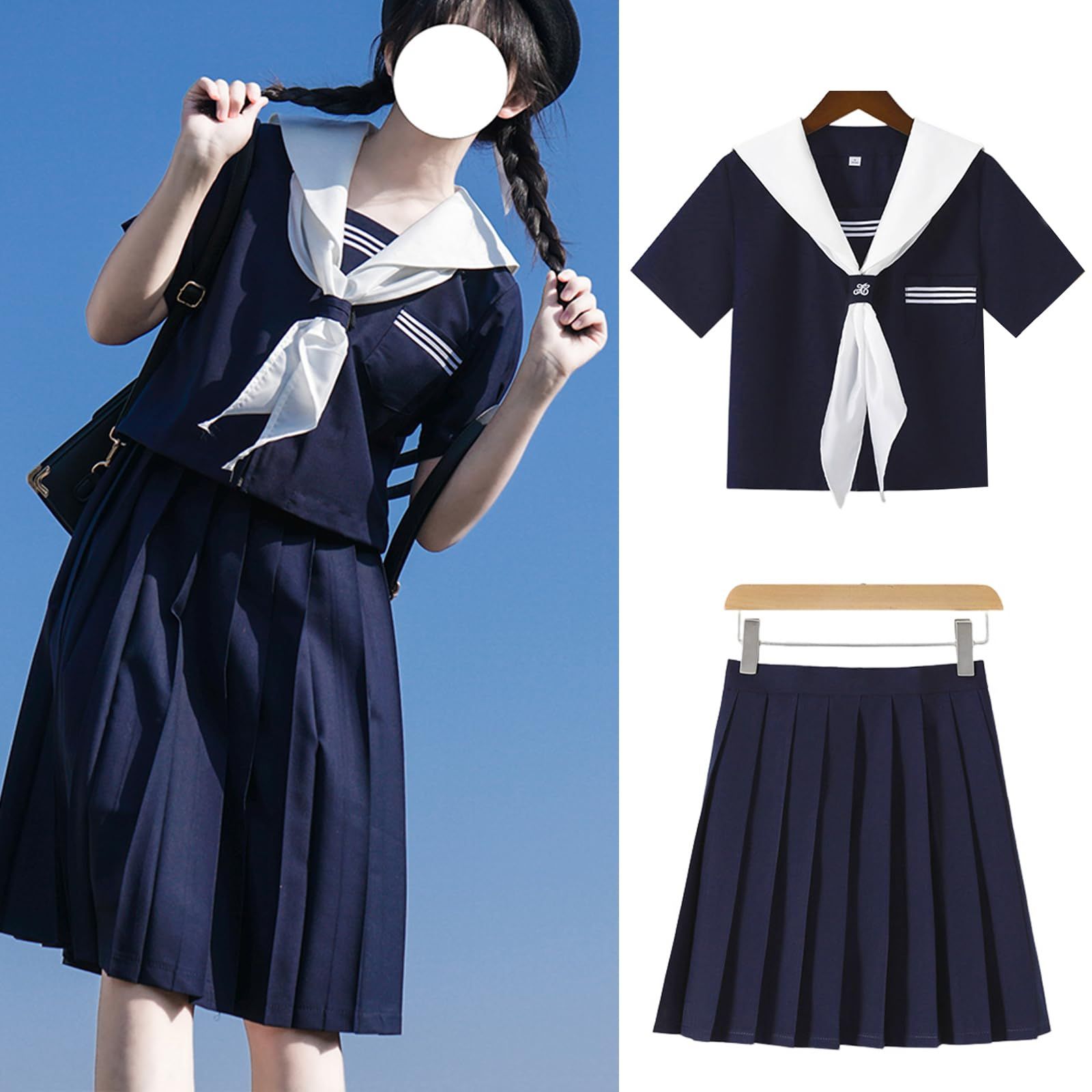 新品 [NOKIJP] セーラー服 本格制服 スカーフVer.特集 jk コスプレ 半袖 長袖 大人 女子高生 制服 ランキング セーラー 服 コスチューム レディース 女装 ハロウィン 紺 黒 白 人気 セーラー服 コスプレ