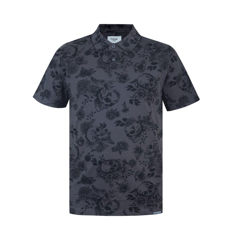 ファイヤートラップ メンズ トップス ポロシャツ プリント Firetrap AllOver Print Polo Top Mens Charcoal チャコール