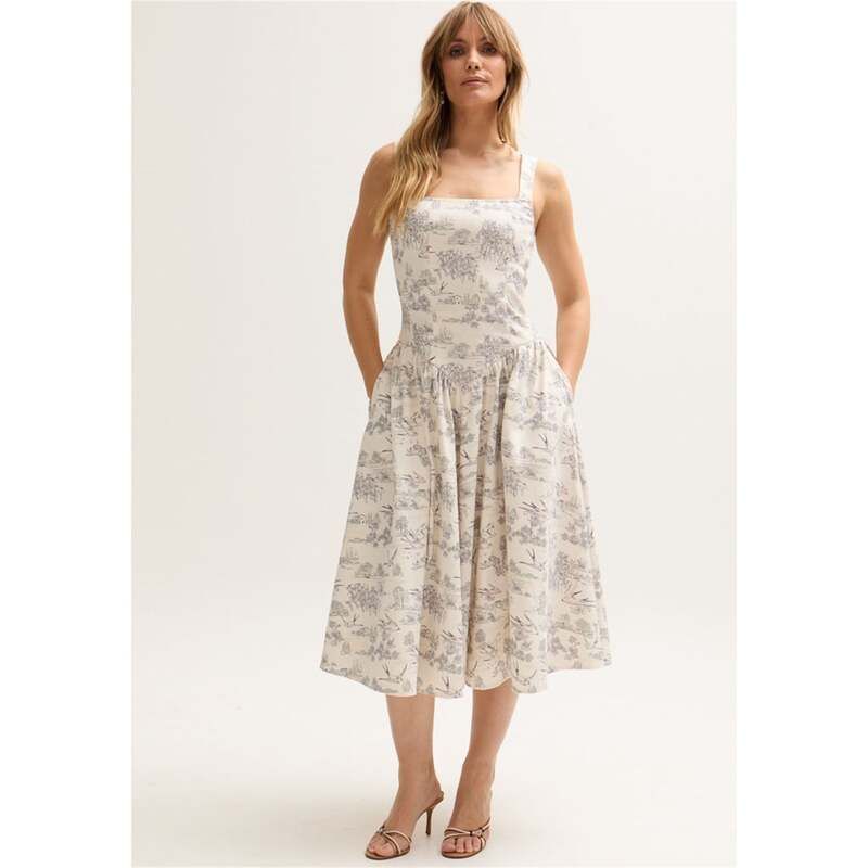 リリーアンドライオネル レディース トップス ワンピース ミディワンピース プリント ミディ Lily and Lionel Hayley Corset Inspired Josephine Print Midi Dress In Cream Neutral