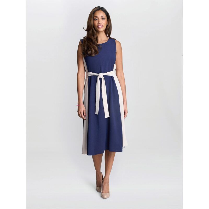 ジーナバッコーニ レディース トップス ワンピース Gina Bacconi Kendall Two Tone Dress NAVY CREAM クリーム